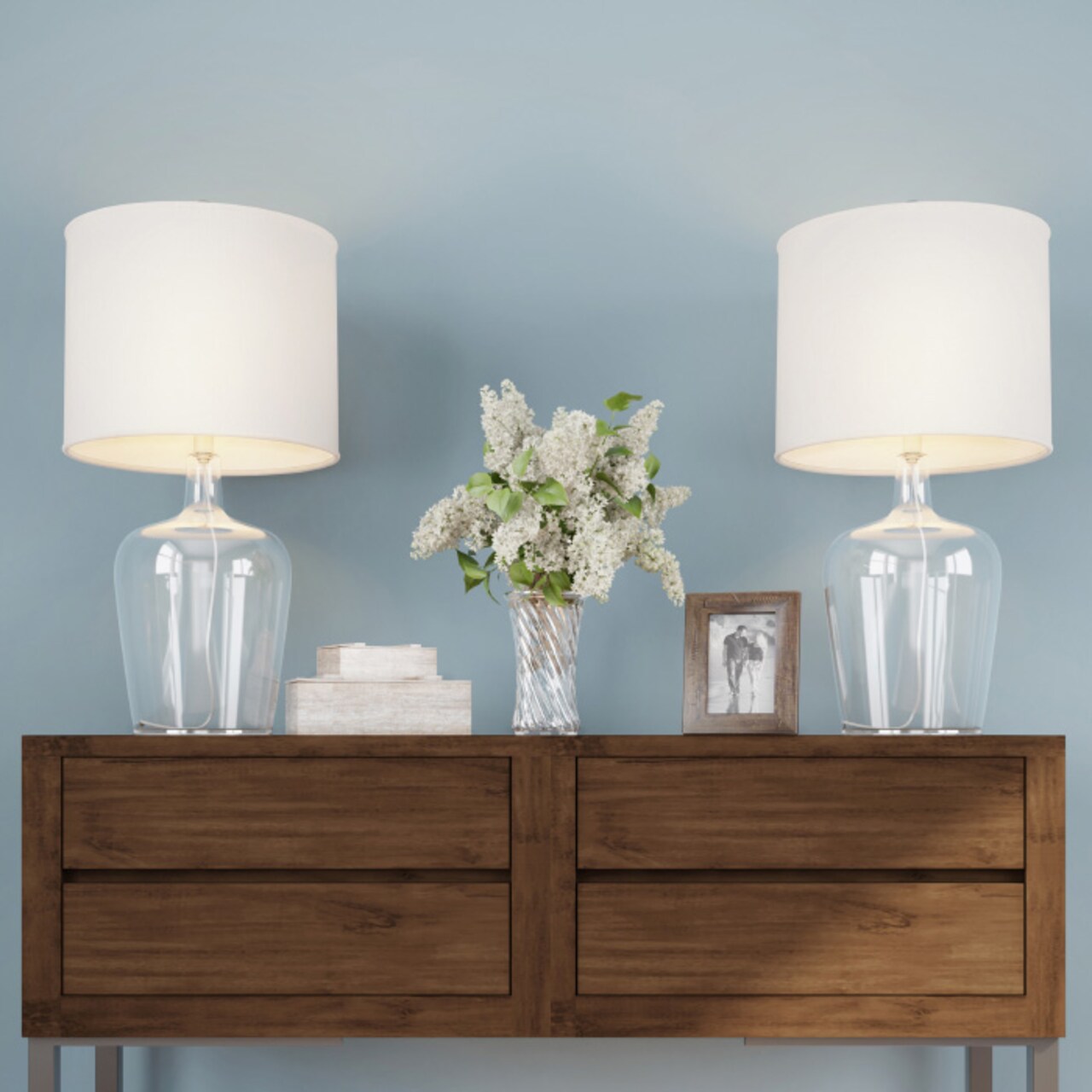Lavish Home Table Lamps Set of 2 Cloche Style Glass Modern